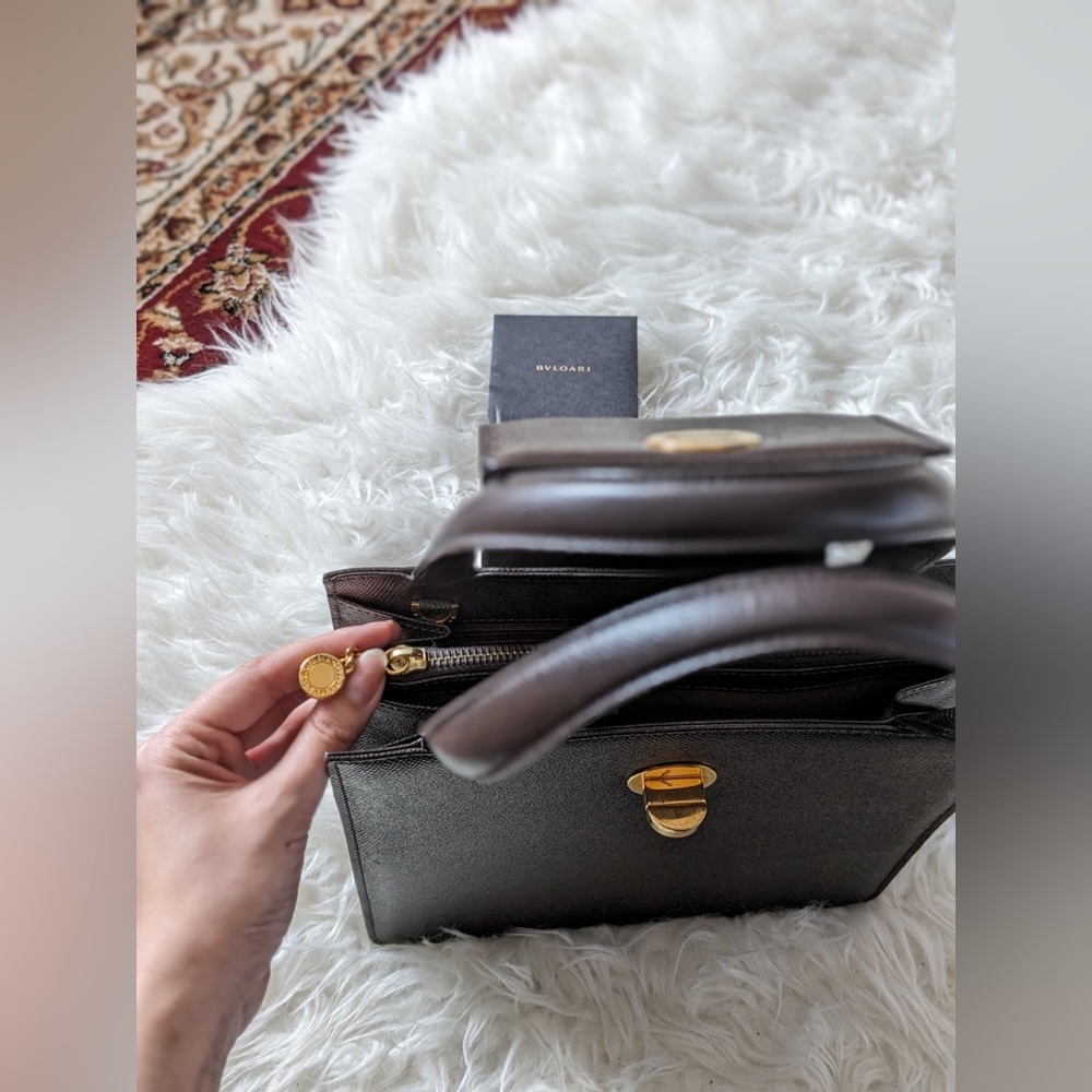 BVLGARI Black/Brown 100% Leather Shoulder Bag - Picture 5 of 16